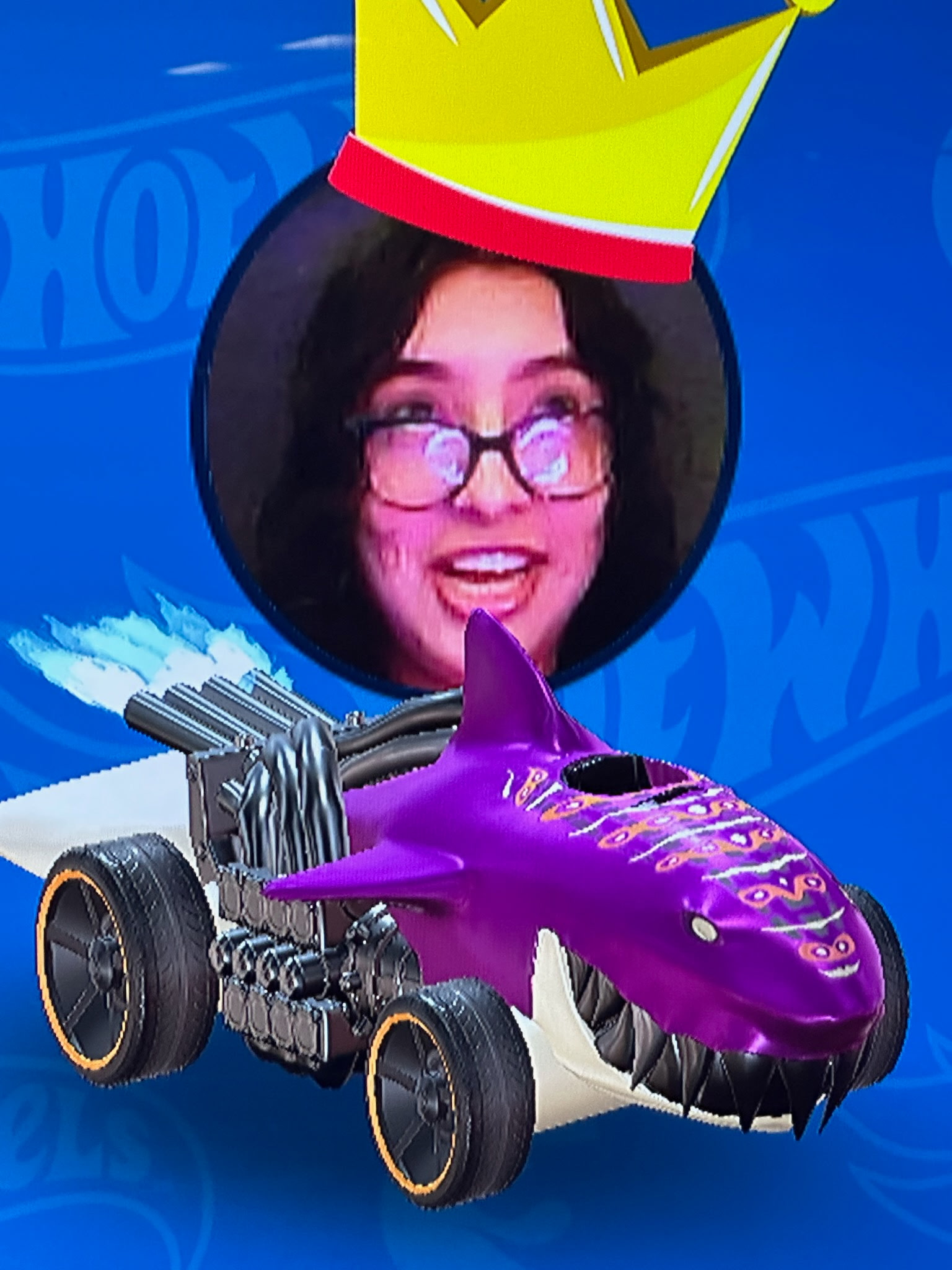 Vanessa winning racing game against awesome brother!